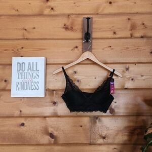 Maidenform DM1188 NWT Convertible Bralette Bra‎ Lace Longline Black Wireless 34A